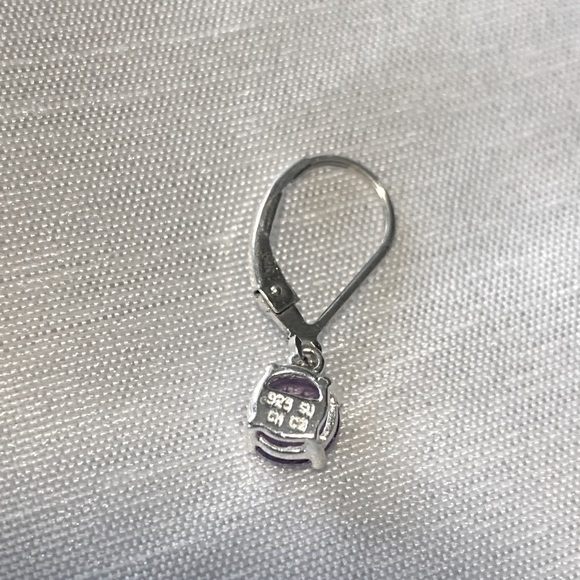 Amethyst Purple Circle Round Stone Drop Earrings - Picture 7 of 7